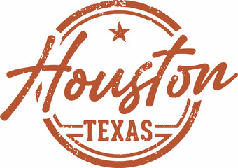 Houston Texas USA City Vintage Stamp - 491708483