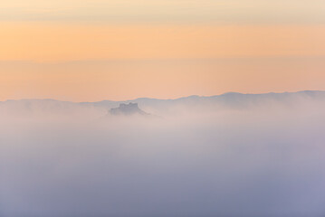 Landscape with morning fog