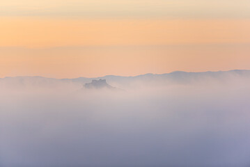 Landscape with morning fog