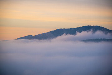 Fototapeta na wymiar Landscape with morning fog