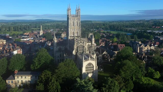 Aerial view of Gloucester Cathedral, Gloucester, Gloucestershire, England