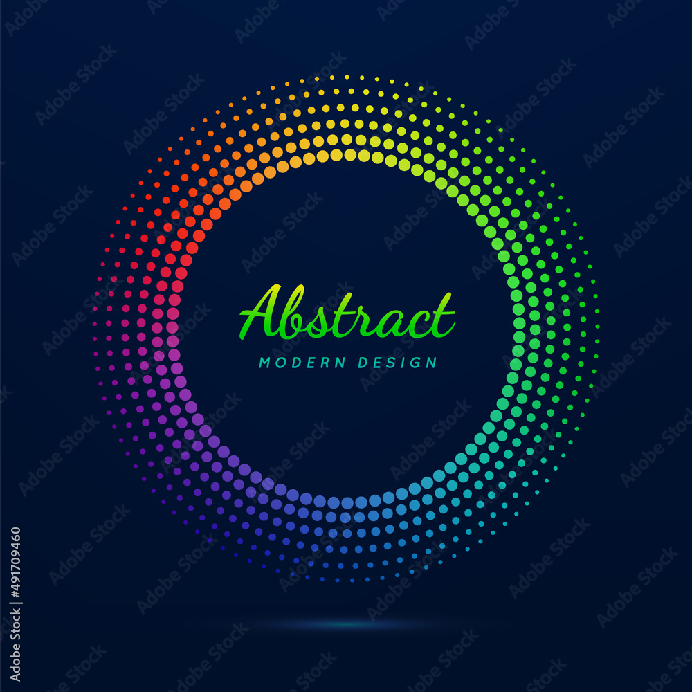 Poster circle frame. faded neon circular. halftone dot pattern. fading gradient frames. boarder fades dots.