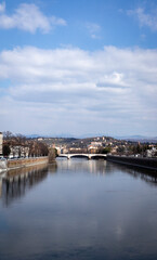Obraz premium Images of the city of Verona in Italy. Classic buildings, bridges over the Adige river and churches of the city.