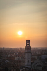 Naklejka premium Images of the city of Verona in Italy. Classic buildings, bridges over the Adige river and churches of the city.