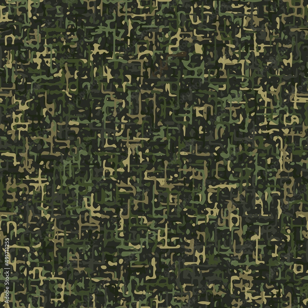 Poster seamless green camouflage pattern with small abstract shapes. dense composition. good for apparel, f