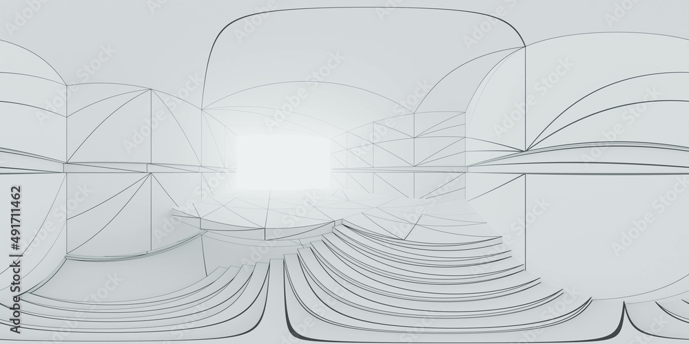 Poster 360 degree full panorama environment map of draft mock-up abstract architecture plan building house 