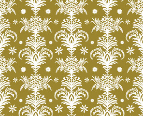 Seamless floral damask pattern, ethnic print.