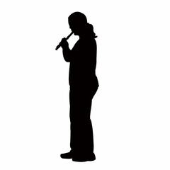 man playing flute, silhouette vector