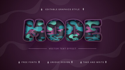 Mode - editable text effect, font style