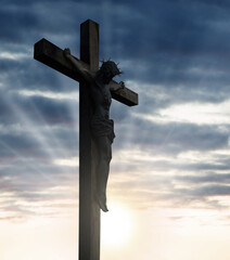 Crucified Christ hangs on the cross