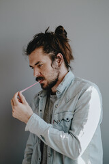 man with chewing gum