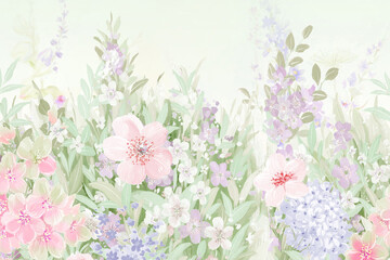 Fototapety  The beauty of watercolor hand-painted flowers