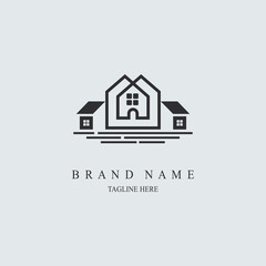 real estate house logo template design for brand or company and other
