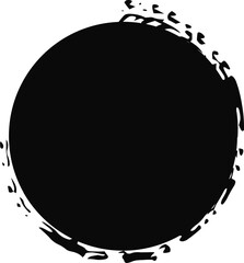 Round Grunge badge , hand drawn black sticker brush