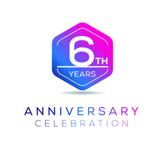 6 years anniversary celebration Design, Vector illustration.