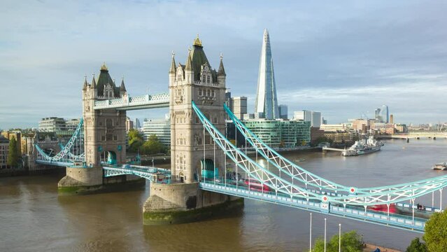 Time lapse of Tower Bridge and the Shard, River Thames, London, England, United Kingdom
