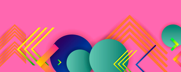 Summer simple comfortable for text and logo Bright juicy colors background with geometric elements, lines and dots for text, universal design, banner concept