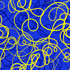 seamless vector pattern with circles in blue and yellow