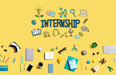 Internship with collection of electronic gadgets and office supplies