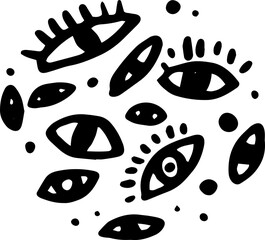 Decorative eye sketch scribble in circle shape