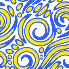  seamless pattern with curves element in blue and yellow colors
