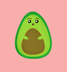 Un aguacate Kawaii. Lindo aguacate mexicano.