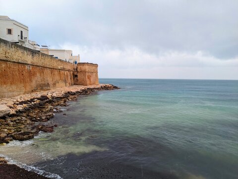 Old city walls over the sea