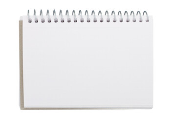Blank notebook with silver spirals isolated on white