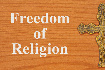 Freedom of religion message with bronze cross