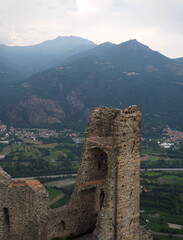 Fototapeta na wymiar view of the ruins of Abbey Sacra di San Michele, Piedmont, Italy