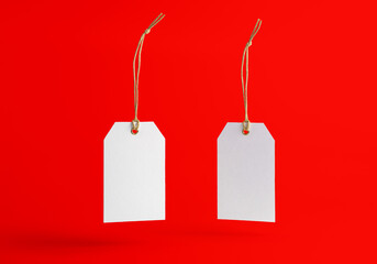 white blank price tag on a white background