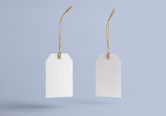 blank price tag isolated on a grey light blue background