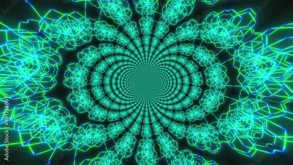 Poster neon road from the triangular arcade and balls, computer generated. 3d rendering of virtual backgrou