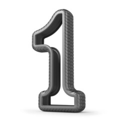 Car tire without brand in form of number one on a white background. 3d illustration