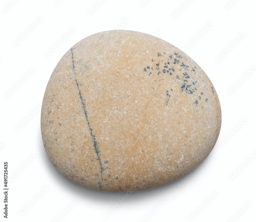 Aufkleber pebble. smooth red sea stone isolated on white background with shadows, clipping path for isolation 