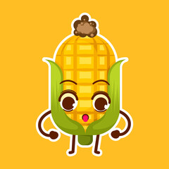 cute sweet corn character vector
