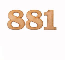 Number 881 - Piece of wood isolated on white background