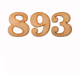 Number 893 - Piece of wood isolated on white background