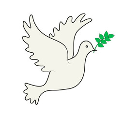 Weiße Friedenstaube,
Vektor Illustration isoliert auf weißem Hintergrund
