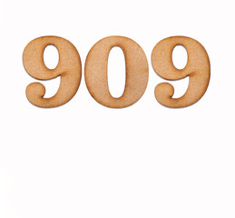 Number 909 - Piece of wood isolated on white background