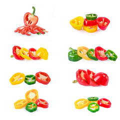 Sliced  sweet  paprika pepper isolated on white background  full depth of field