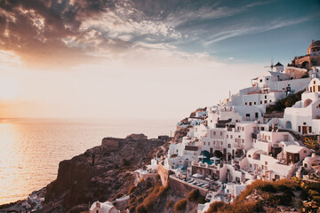 Fototapeta na wymiar luxury holiday in Santorini, Greece