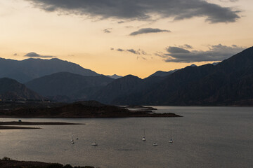 Argentine mountain range in Mendoza and Potrerillos lake