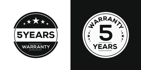 Fototapeta na wymiar 5 years warranty seal stamp, vector label.