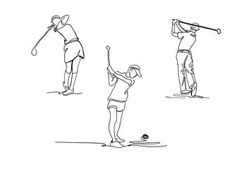 Deurstickers ゴルフ素材　イラスト　golf  illustration © 仁 八木
