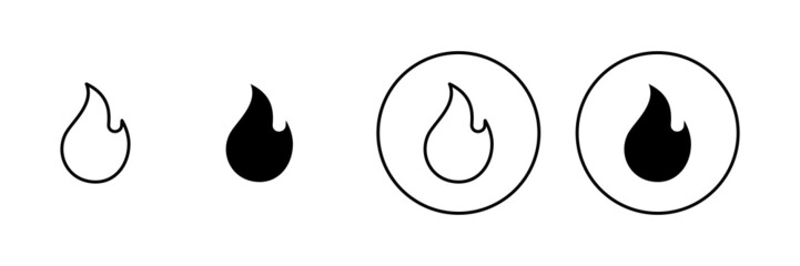 Fire icons set. fire sign and symbol