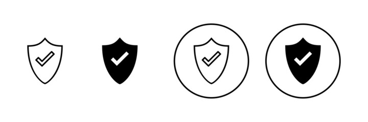 Shield check mark icons set. Protection approve sign. Insurance icon