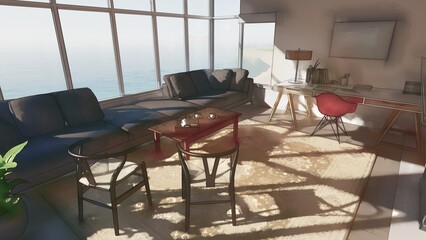 living room, beach house, indoor