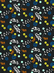 Seamless pattern in the paper cut style on the dark grey background.