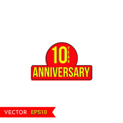 10 years anniversary vector icon, 10th year anniversary vector label,Creative celebration views typography design badges.abstract promotion graphic elements vector illustration.